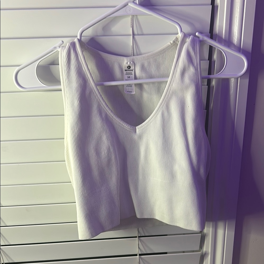 90 degree White Ribbed Tank Top